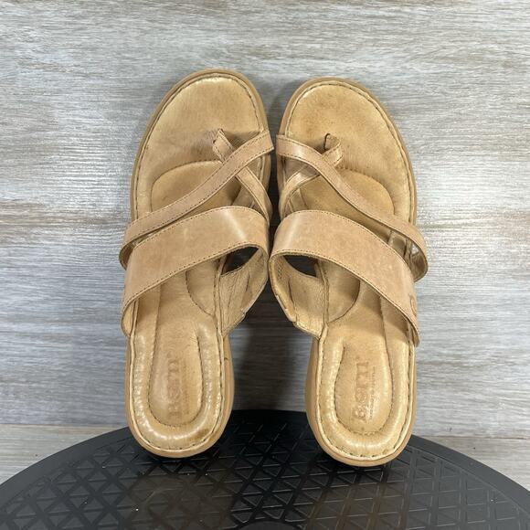 Born Woman’s Siene Strappy Tan Leather Wedge Sandals Size 7 - Picture 6 of 8